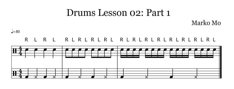 Drums Lesson 02: Part 1