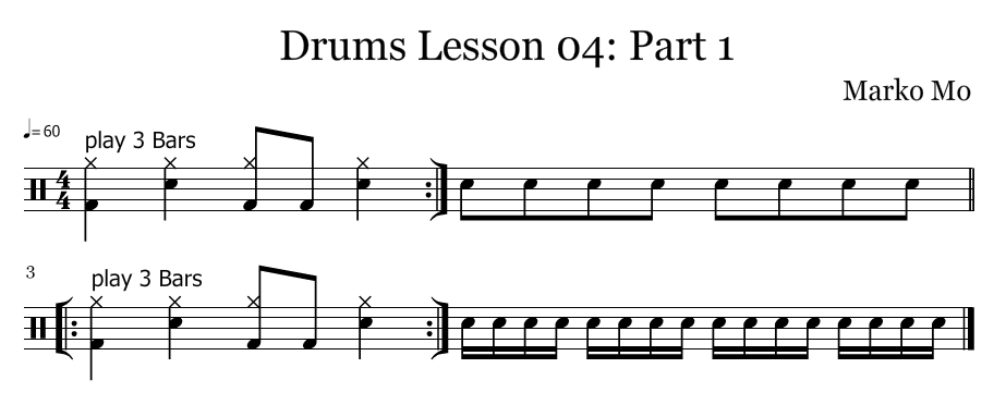 Drums Lesson 04: Part 1